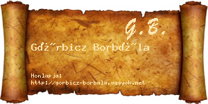 Görbicz Borbála névjegykártya